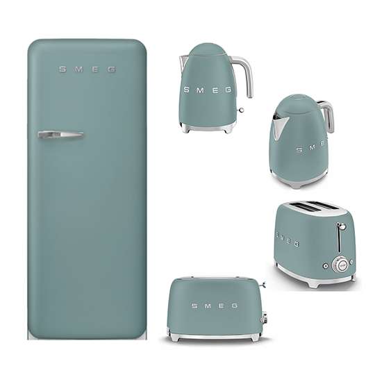 Edelsteine für die Küche: Die neuen Smeg Wasserkocher und Toaster in Emerald Green