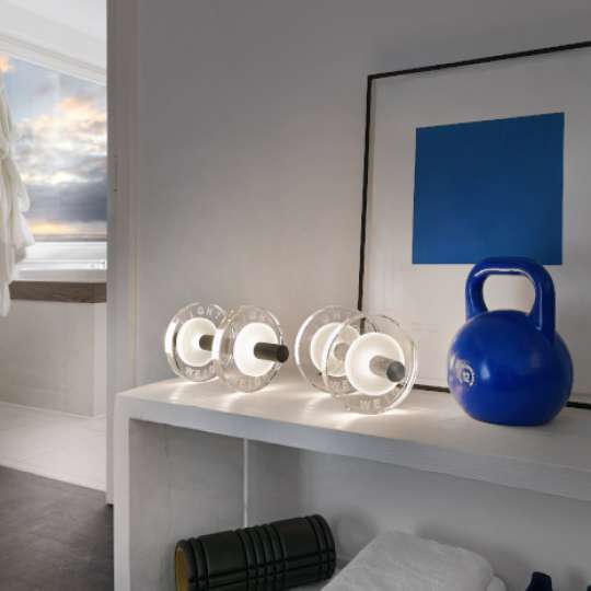Tischleuchte LIGHT WEIGHT im Hantel-Design von Sompex