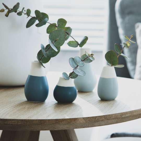 räder: Das Leben ist schön! Mini Pastellvasen. Set aus 4 Vasen, Eukalyptuszweige